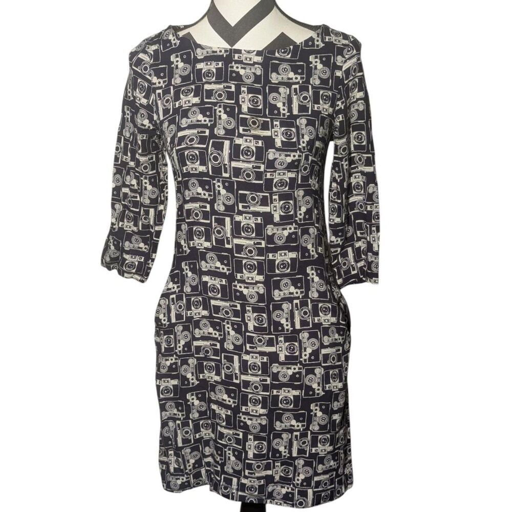 emilyandfin XS Retro Camera Print Fit & Flare Dress
